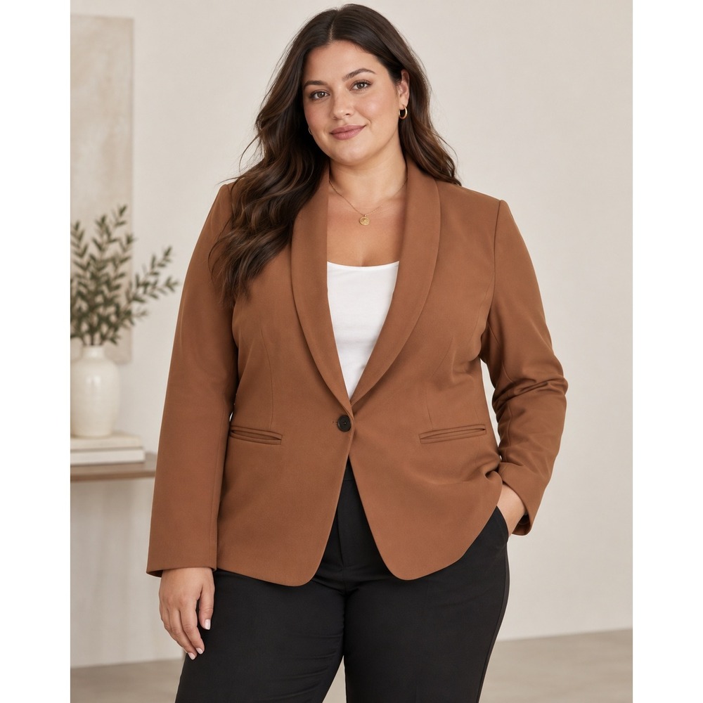 J.Crew Womens Shawl Collar Blazer Camel Brown Wool Blend Size 14 Single Button